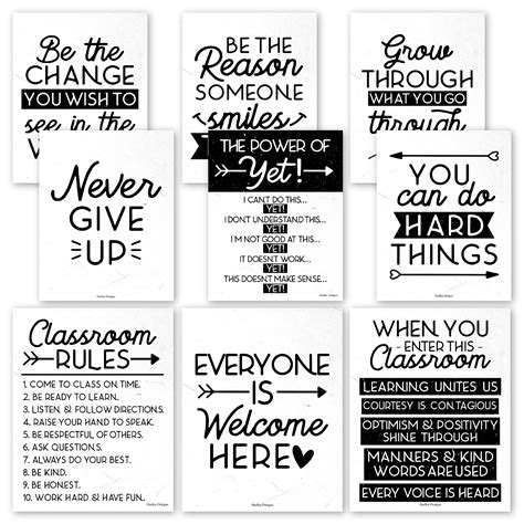 Buy 9 Black And White Classroom Decor - Welcome Sign For Classroom ...