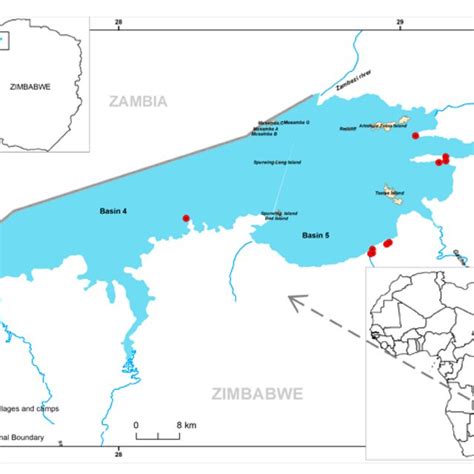 Map showing location of Lake Kariba and study locations. | Download Scientific Diagram