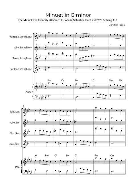 Minuet In G minor (with piano and chords) (arr. Alex Nunes Rodrigues) Sheet Music | Christian ...