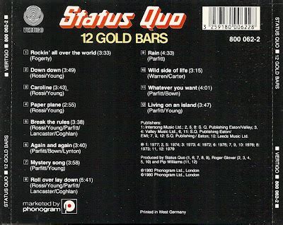 The First Pressing CD Collection: Status Quo - 12 Gold Bars