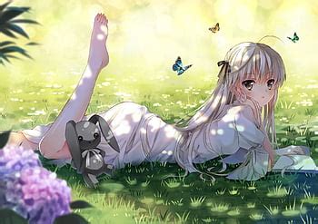 벚꽃 드레스 꽃 긴 머리 yosuga no sora 회색 눈 흰 머리카락 kasugano sora anime girl – Nature Flowers, anime grey ...