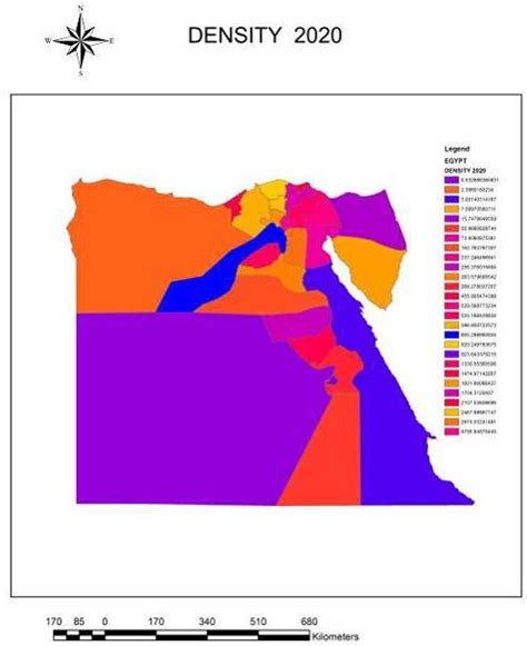 population density map of Egypt Governorates 2020 | Download Scientific ...