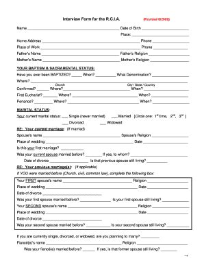 Rcia Information Form - Fill and Sign Printable Template Online