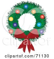 Royalty-Free (RF) Clipart Illustration of a Holly Christmas Wreath With Berries And A Bow by ...