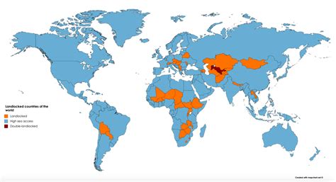 Landlocked and double-landlocked countries : r/MapPorn