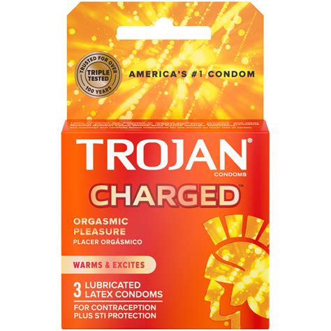 Trojan Charged Lubricated Condoms, 3ct - Walmart.com