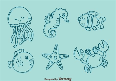 Sketch Sea Creature Collection Vector 161125 Vector Art at Vecteezy