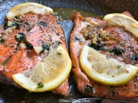 Trout with Garlic Lemon Butter Herb Sauce - Maria's Mixing Bowl