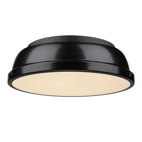 Golden Lighting Duncan 2-Light Black Flush Mount with Black Shade-3602-14 BLK-BK - The Home Depot