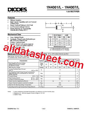 1N4001 Datasheet(PDF) - Diodes Incorporated