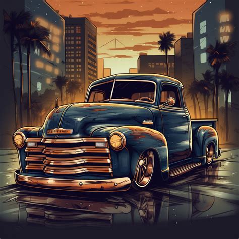 Chevrolet 3100 Lowrider Bomb Pickup Truck Low Rider Art Poster Printable Digital Download Svg ...