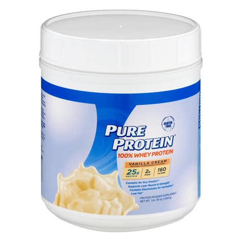 Pure Protein 100% Whey Protein Powder, Vanilla Cream, 25g Protein, 1 Lb ...