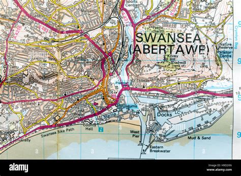 Ordnance Survey Map of Swansea, Wales Stock Photo - Alamy