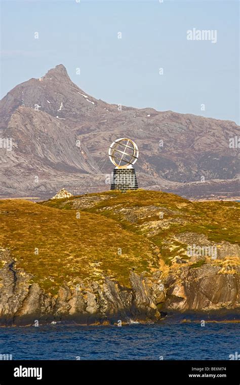 Arctic Circle marker on rocky coast of Norway Stock Photo - Alamy