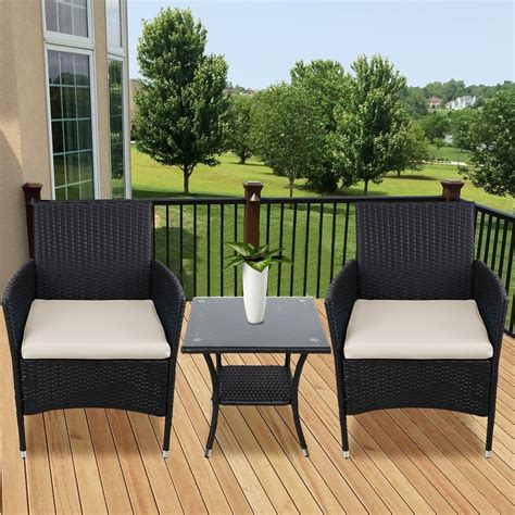 Clearance! Patio Table and Chairs, 3 Pieces Wicker Patio Furniture Sets, Outdoor Wicker PE ...