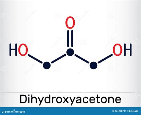 Dihydroxyacetone Molecule 3d Rendering, Flat Molecular Structure With Chemical Formula And Atoms ...