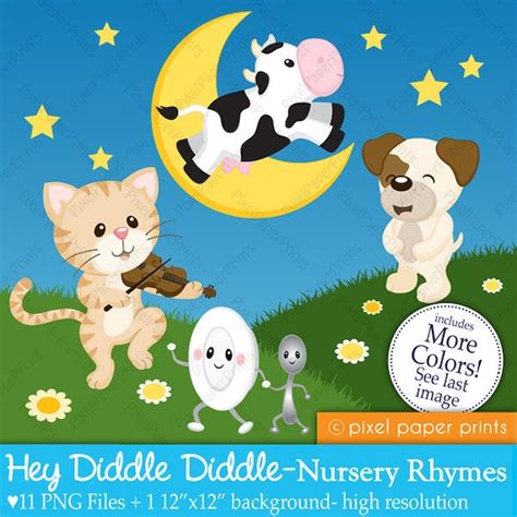 Hey Diddle Diddle Nursery Rhymes Digital Clipart Set - Etsy