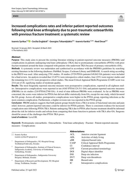 (PDF) Increased complications rates and inferior patient reported ...