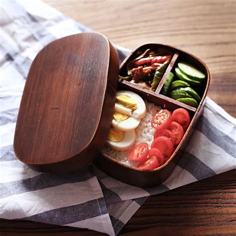 Wooden Japanese Bento Box Wood Lunch Box Food Container Lunchbox ...