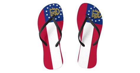 Adult Slim Straps with Flag of Georgia, USA Flip Flops | Zazzle