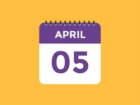 april 5 calendar reminder. 5th april daily calendar icon template ...