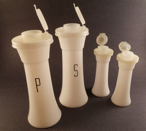 SALE Vintage Salt & Pepper Shakers Tupperware White Hourglass