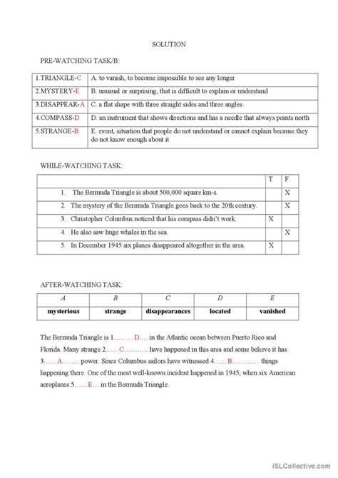 The Mystery of the Bermuda Triangle: English ESL worksheets pdf & doc