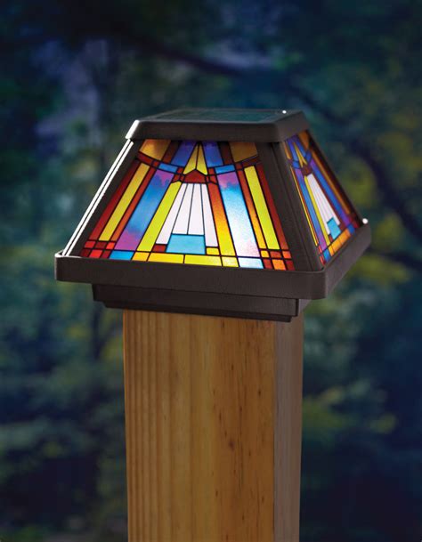 Amazon.com: Moonrays 91241 Stained-Glass Solar-Powered LED Post-Cap Lamp: Home Improvement