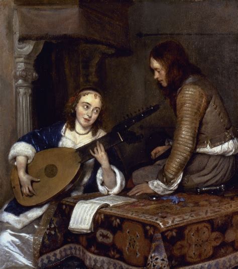 Woman Playing A Theorbo. /Noil Painting By Gerard Ter-Borch (1617-1681). Poster Print by Granger ...