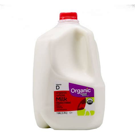 Great Value Organic Whole Unflavored Milk, 1 Gallon - Walmart.com ...