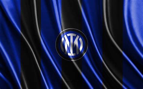 Download Inter Milan logo, Serie A, blue black silk texture, Inter ...