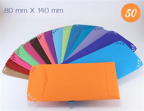 50 small coin envelopes size 80mm x 140mm Color Paper