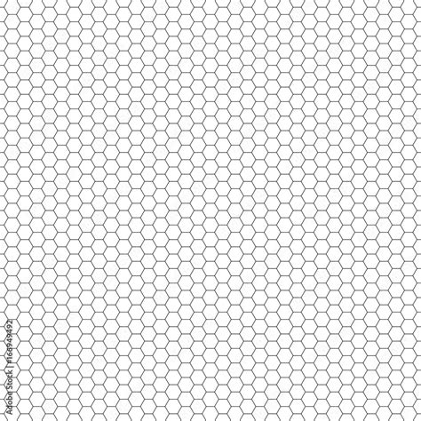 Vector seamless pattern. Hexagon grid texture. Black-and-white background. Monochrome honeycomb ...