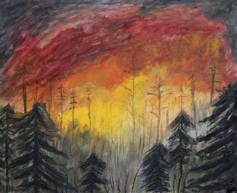 Wildfire watercolor | Painting, Natural disasters art, Fire painting