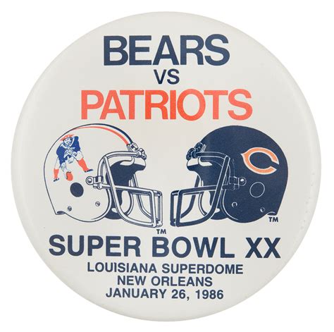 Bears vs Patriots 1986 | Busy Beaver Button Museum