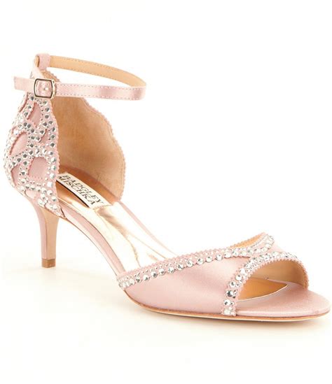 Badgley mischka Gillian Jeweled Satin & Suede Dress Sandals in Pink | Lyst