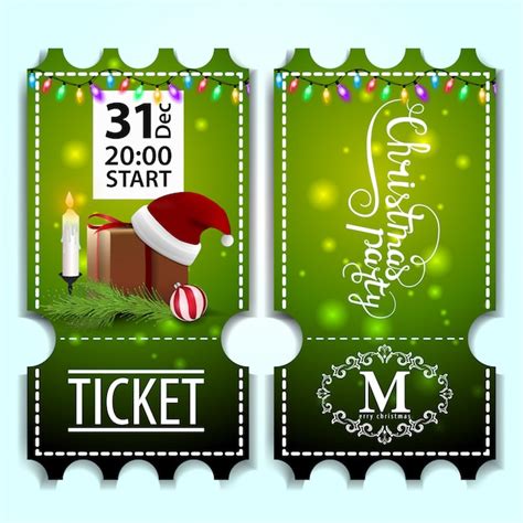 Premium Vector | Christmas party ticket template with gifts