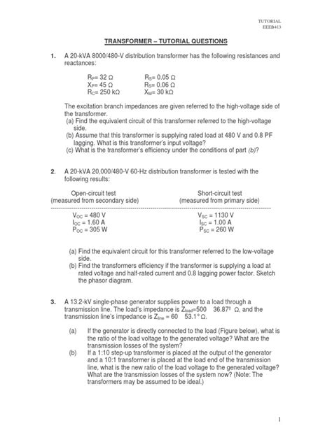 Tutorial Transformer | PDF | Transformer | Electric Power Transmission