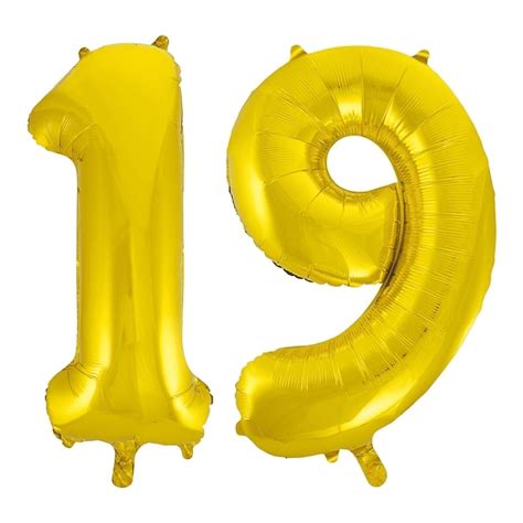 Giant Number 19 Foil Balloons - Gold – Build a Birthday NZ