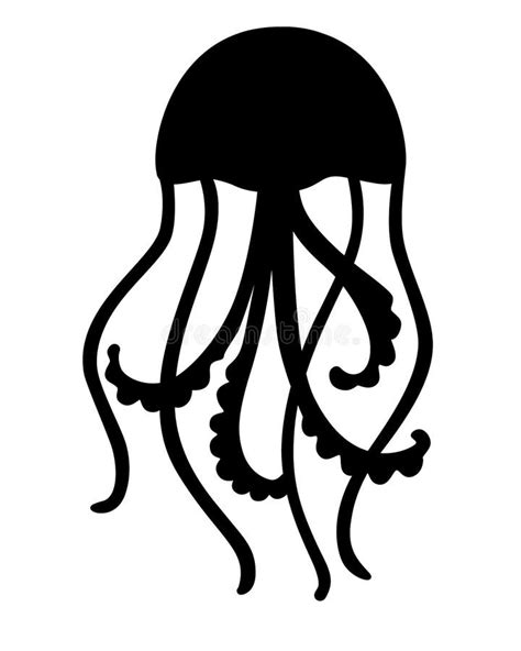 Jellyfish Silhouette. Jellyfish Marine Animal Black Silhouette Vector Illustration for Logo or ...