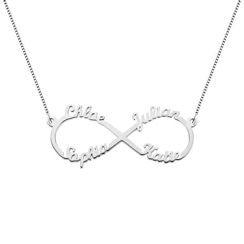 Sterling Silver Infinity Symbol Necklace 4 Names