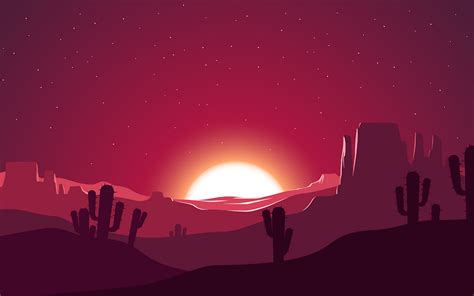 2560x1600 Cactus Sunset Desert Stars Landscape Silhouette Wallpaper ...