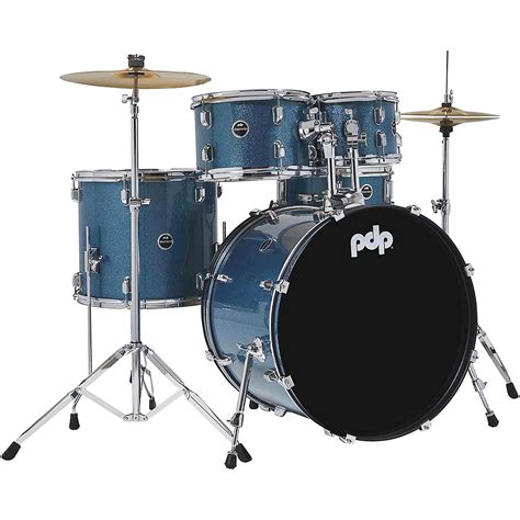 PDP by DW Encore Complete 5-Piece Drum Set with Chrome Hardware and Cymbals Azure Blue | Guitar ...