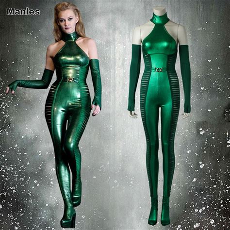 X Men Viper Cospaly Costume Marvel Superhero Outfit Green Jumpsuit ...