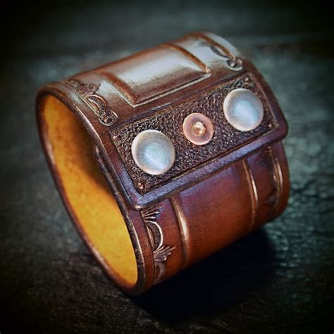 Brown Leather cuff wristband Saddle Brown Cowboy Old West | Etsy