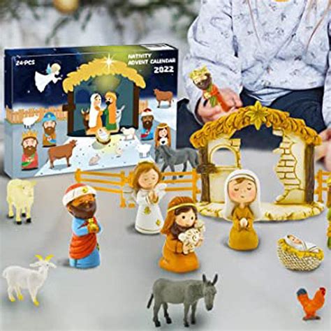 Nativity Advent Calendar 2023 Kids - Nativity Scene Set With 25 Figurines, Animals, Stable, And ...