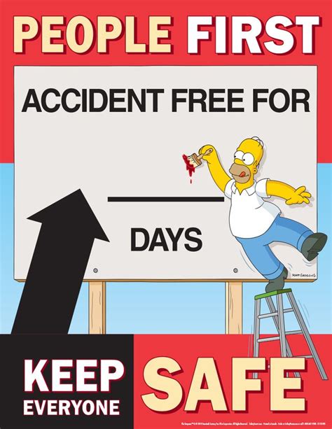 People First Accident Free For __ Days - Simpsons | Safety posters, Workplace safety, Health, safety