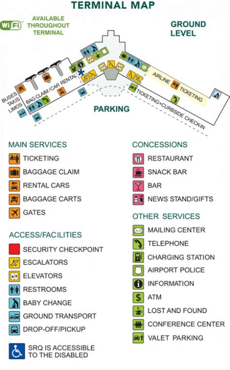 Sarasota-Bradenton Airport Map (SRQ) - Printable Terminal Maps, Shops ...