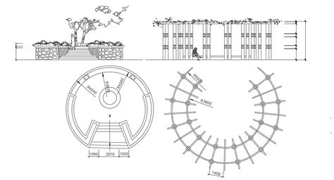 Garden Sitting Design Plan and Elevation CAD Drawing - Cadbull