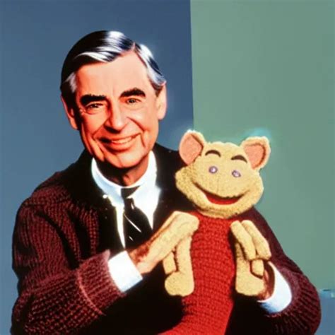 Mister Rogers holding a devil puppet on his hand | Stable Diffusion